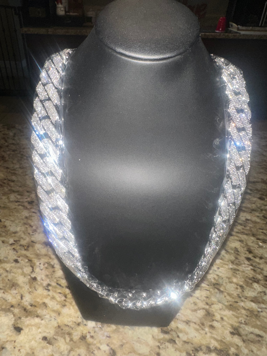 24 inch VVS1 Moissanite Cuban Link chain with .925 SilverSterling Silver 25mm & Passes diamond tester!!